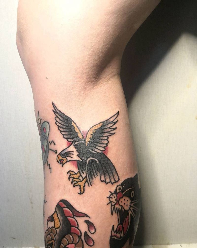 鹰 豹子纹身图片_Old School纹身图案