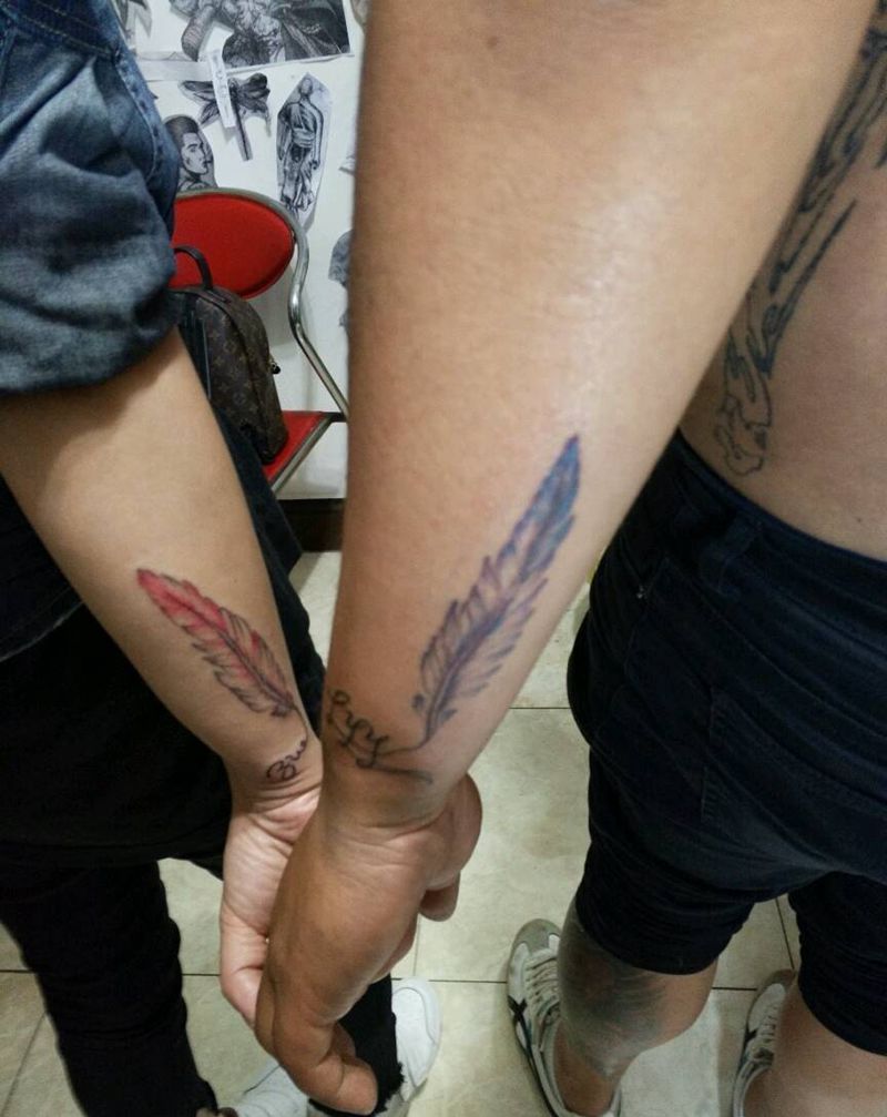情侣羽爱纹身图片
