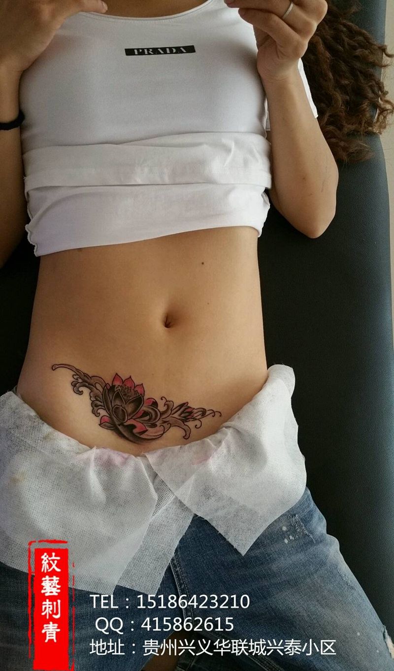 遮盖疤痕纹身图片_腹部纹身图案