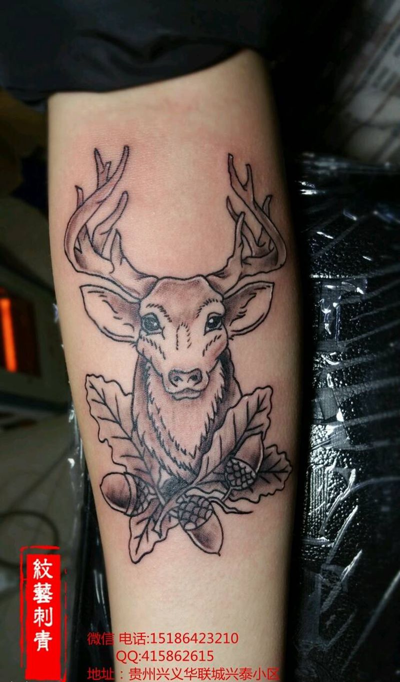 麋鹿纹身图片