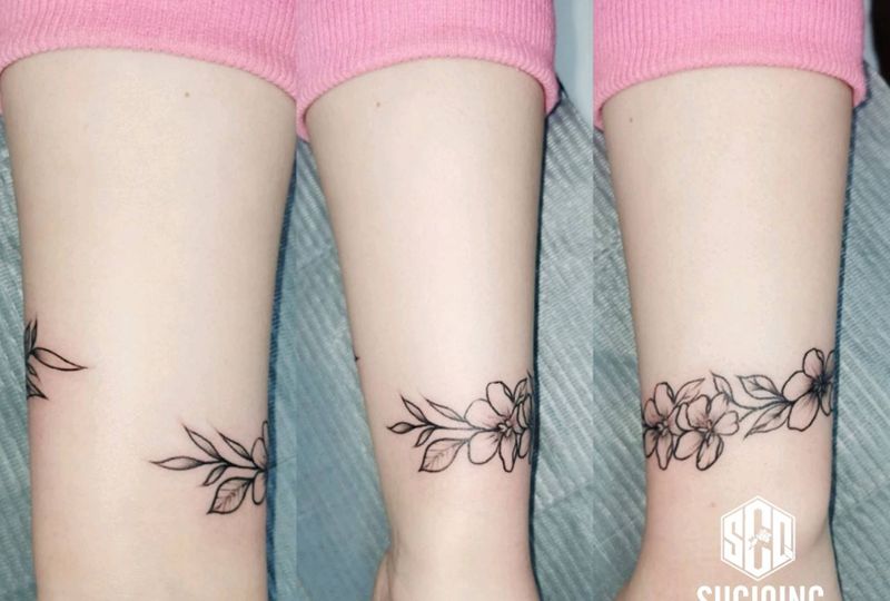 手环 小清新花环纹身图片_手臂手部纹身图案
