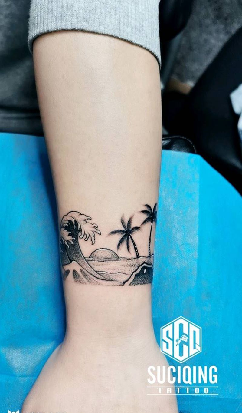 手环纹身图片_手部手臂新传统Old School纹身图案