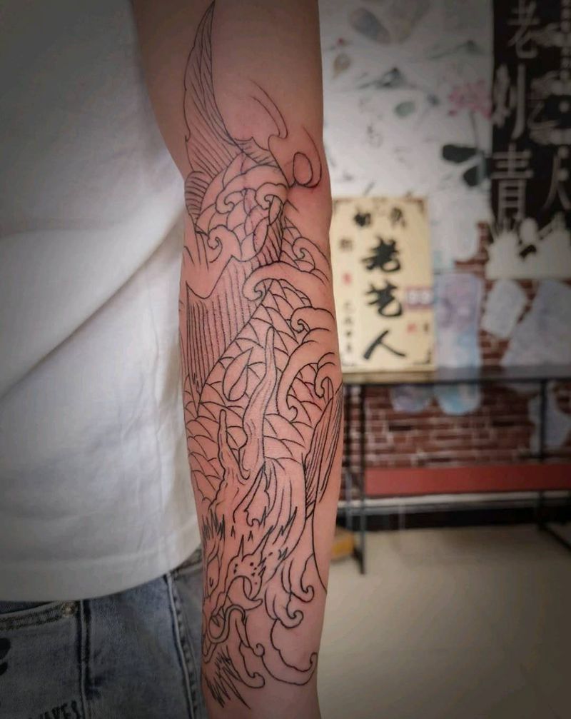 鱼纹身图片_手臂纹身图案