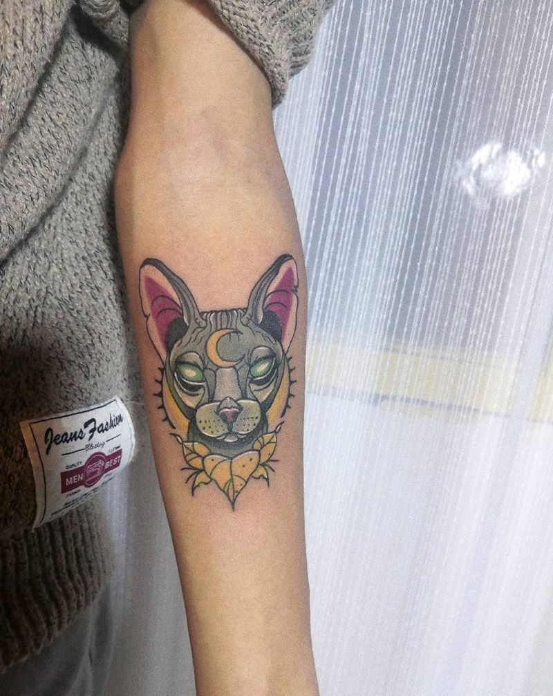 比鲁斯纹身图片_手臂手部New SchoolOld School比鲁斯 猫纹身图案