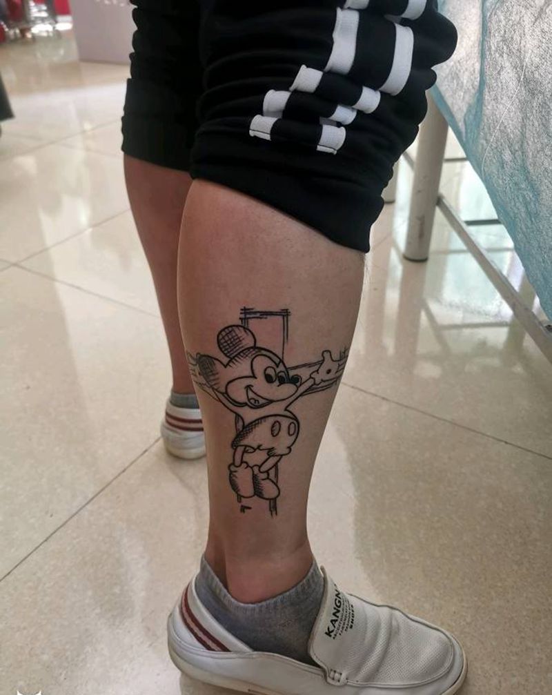 米老鼠纹身图片_腿部手臂纹身图案