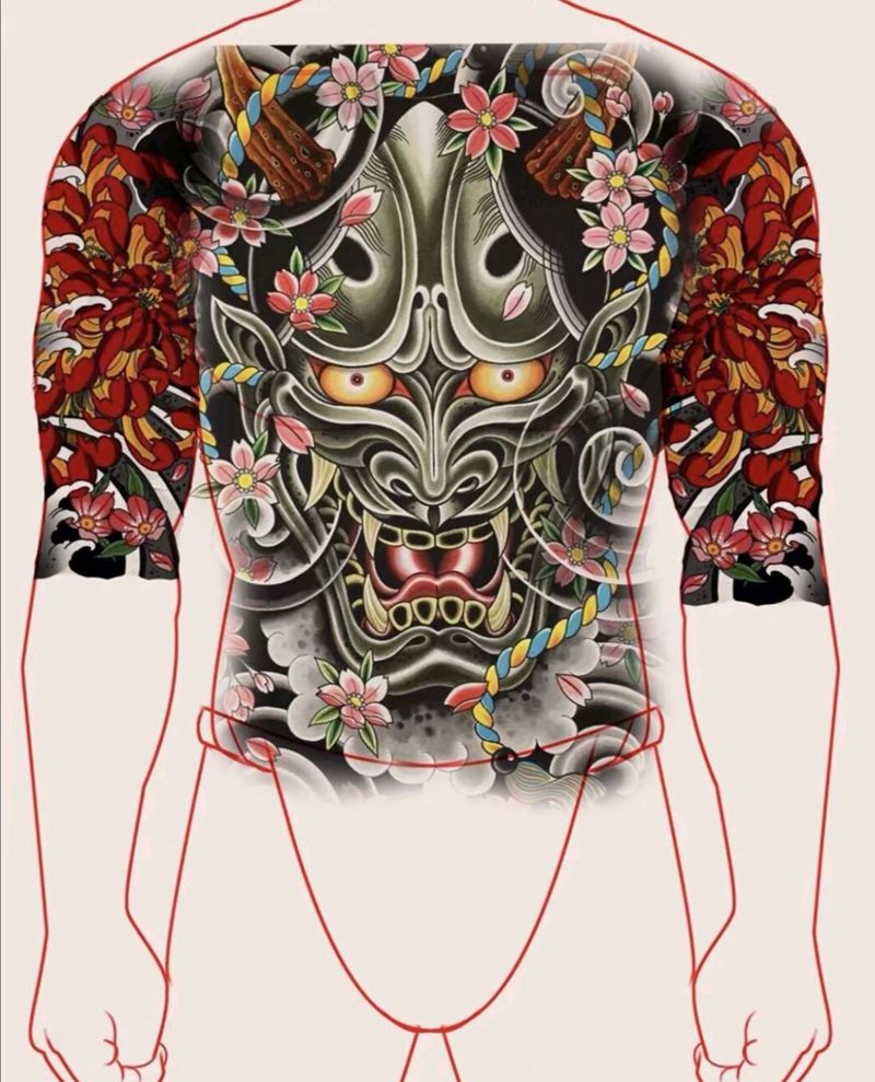 般若纹身图片_背部胸部新传统纹身图案