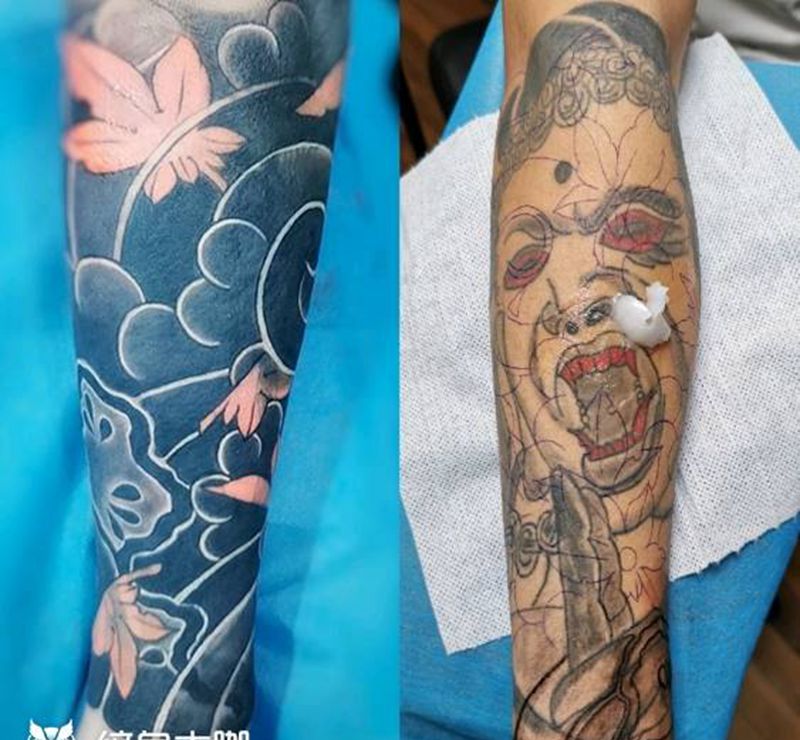 遮盖纹身图片_手臂老传统纹身图案