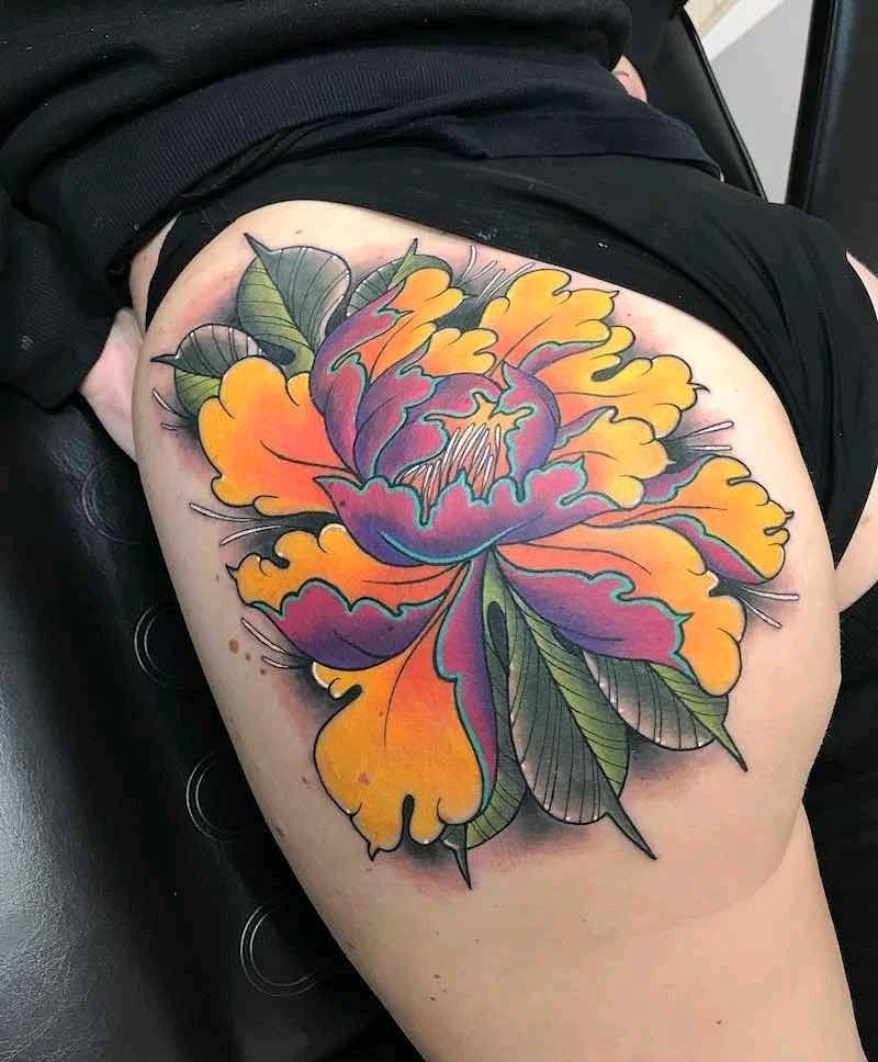 花纹身图片_腿部脚部纹身图案