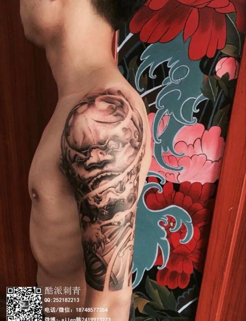 唐狮纹身图片