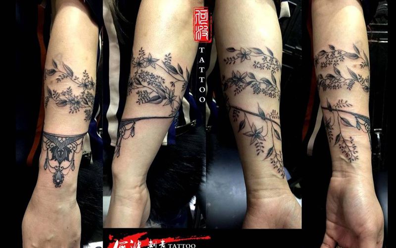 美女手环，素花的味道纹身图片