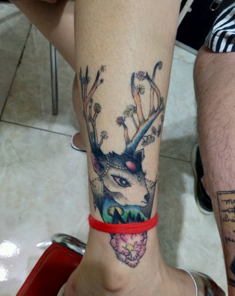 小梅鹿纹身图片