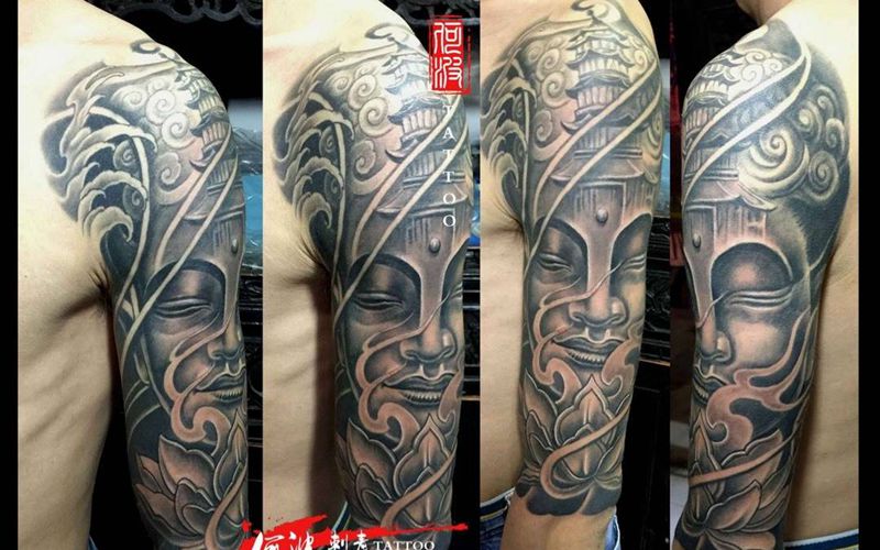 佛头五分袖纹身图片