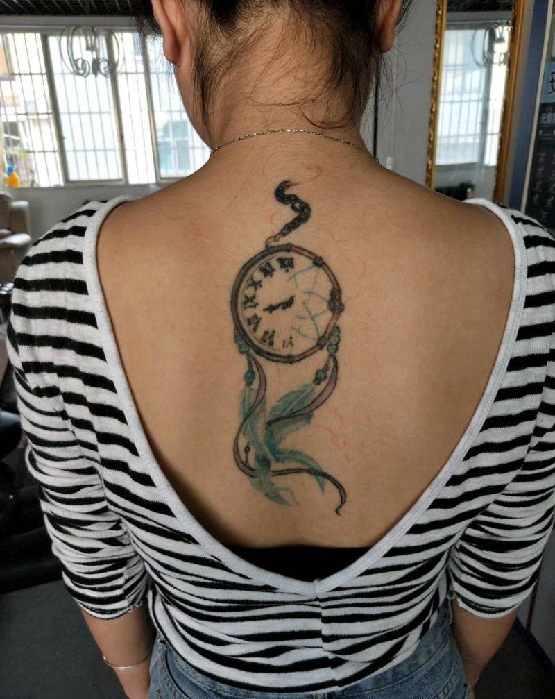 捕梦网添加纹身图片_背部水彩新传统纹身图案