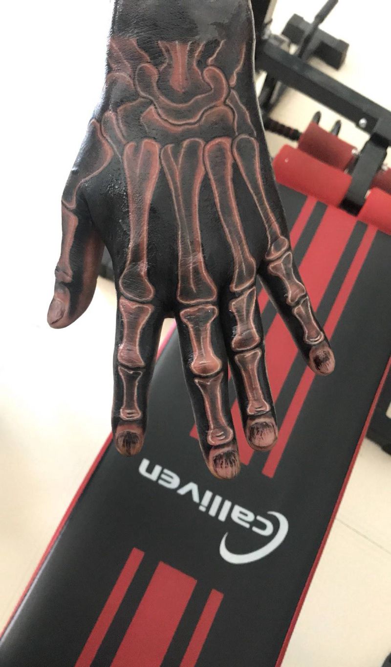 骷髅手纹身图片