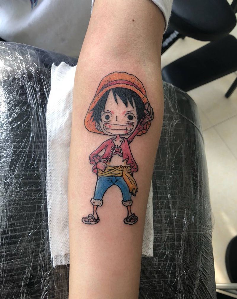 路飞纹身图片_手部人物纹身图案