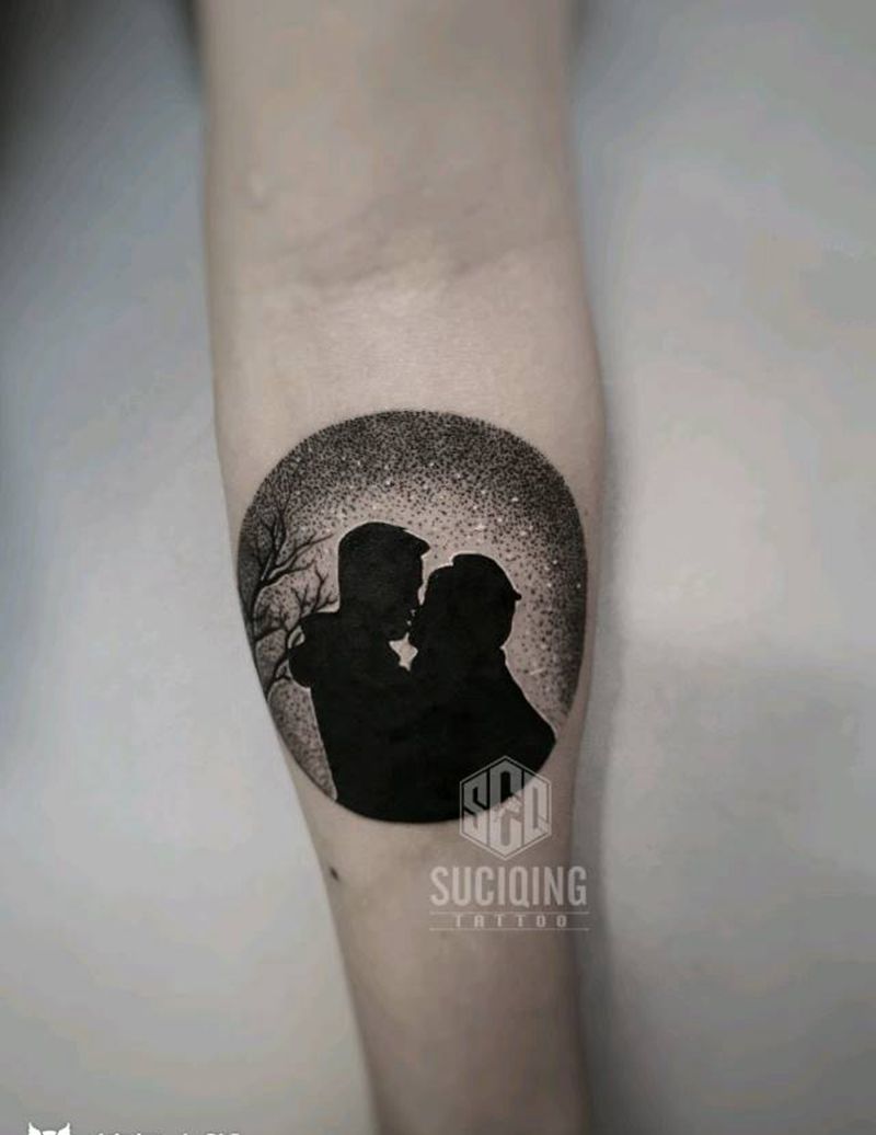 情侣头像纹身图片_手臂手部点刺纹身图案