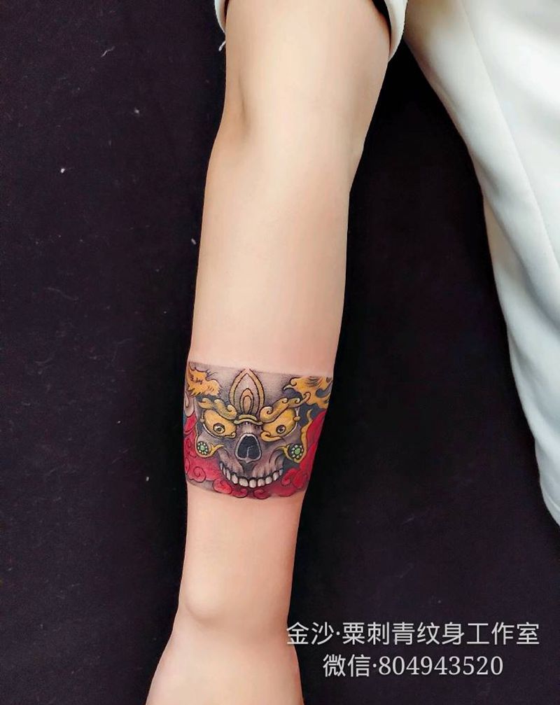 臂环纹身图片_手部手臂老传统纹身图案