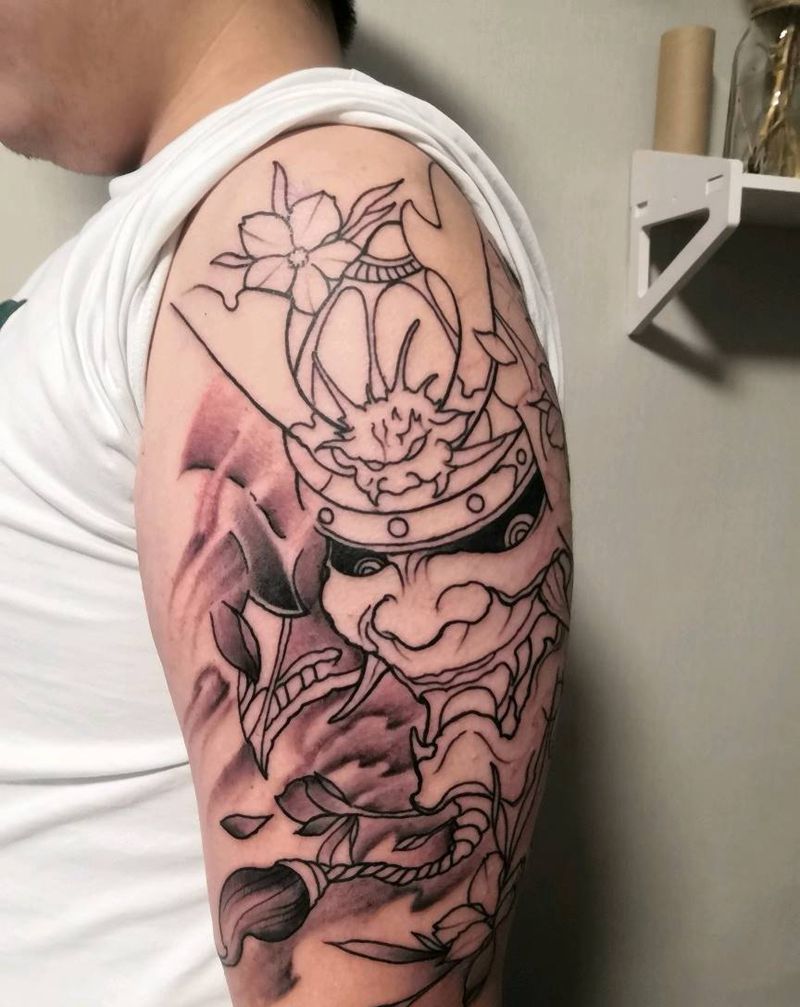 鬼武士未完纹身图片_手臂鬼武士纹身图案
