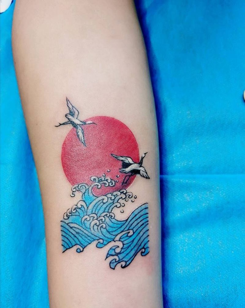 浪花纹身图片_手臂手部New School纹身图案