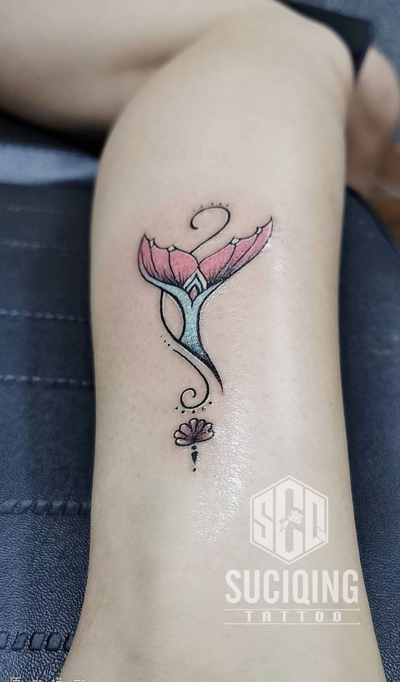 美人鱼纹身图片_脚部腿部新传统Old School纹身图案