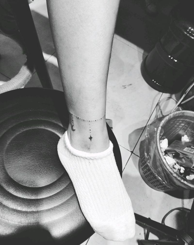 脚环纹身图片_脚部纹身图案