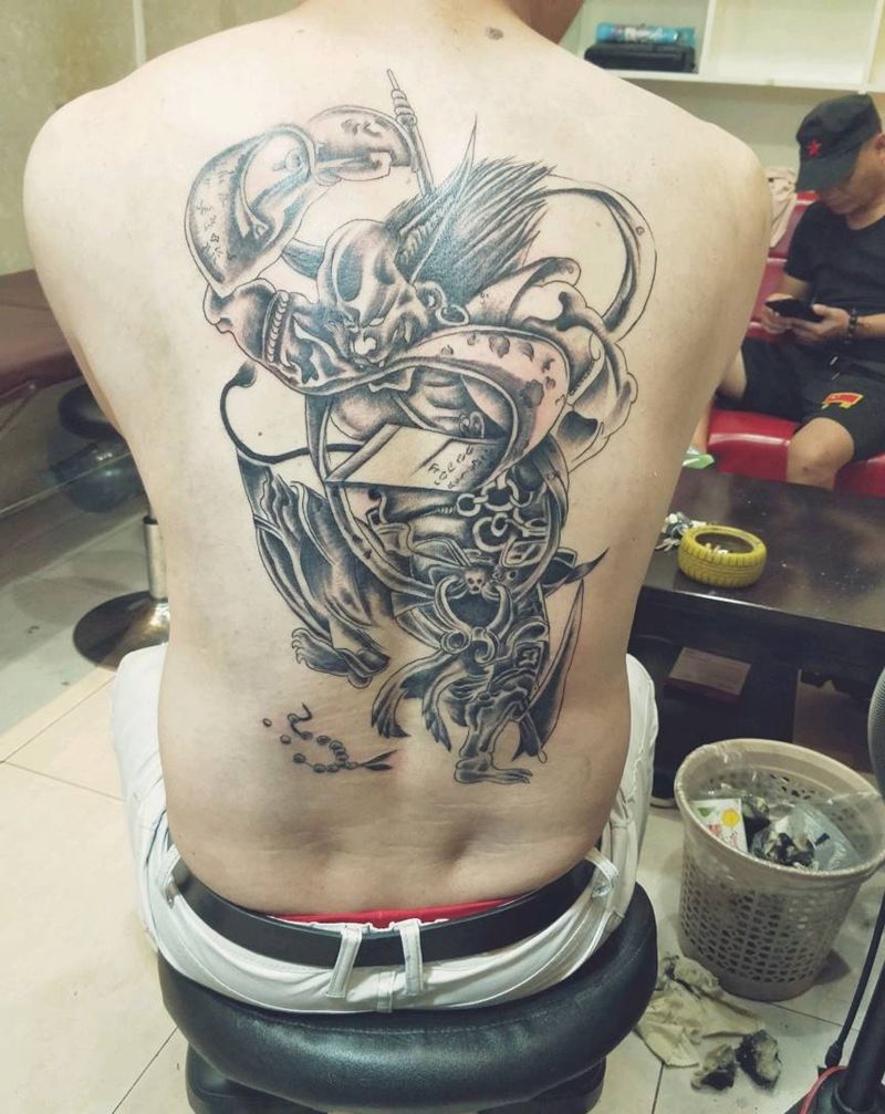 夜叉纹身图片_背部老传统纹身图案