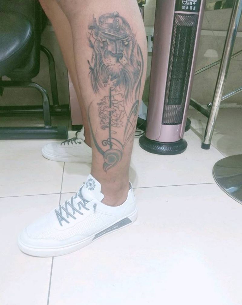 腿纹身图片_腿部纹身图案