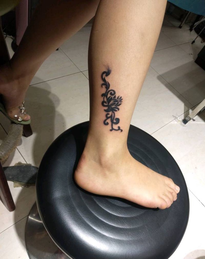 图腾 花纹身图片_脚部图腾纹身图案