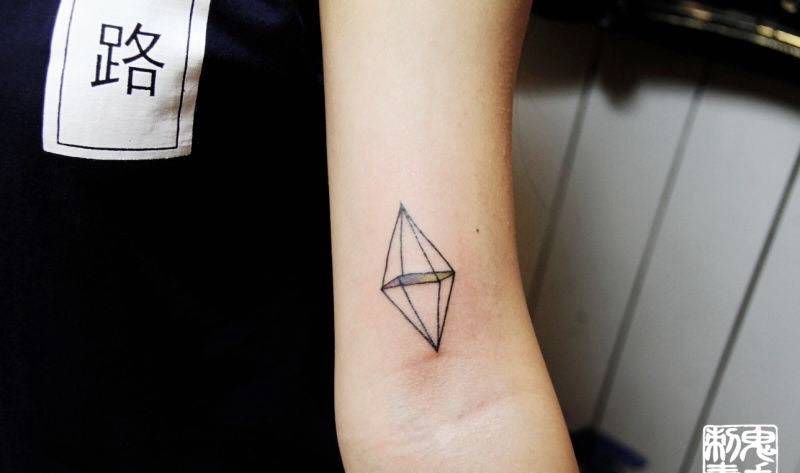 手臂几何纹身图片_鬼手昆明成品手臂几何纹身图案