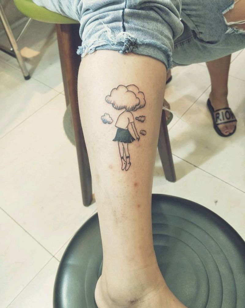 遮盖痣纹身图片_腿部新传统纹身图案