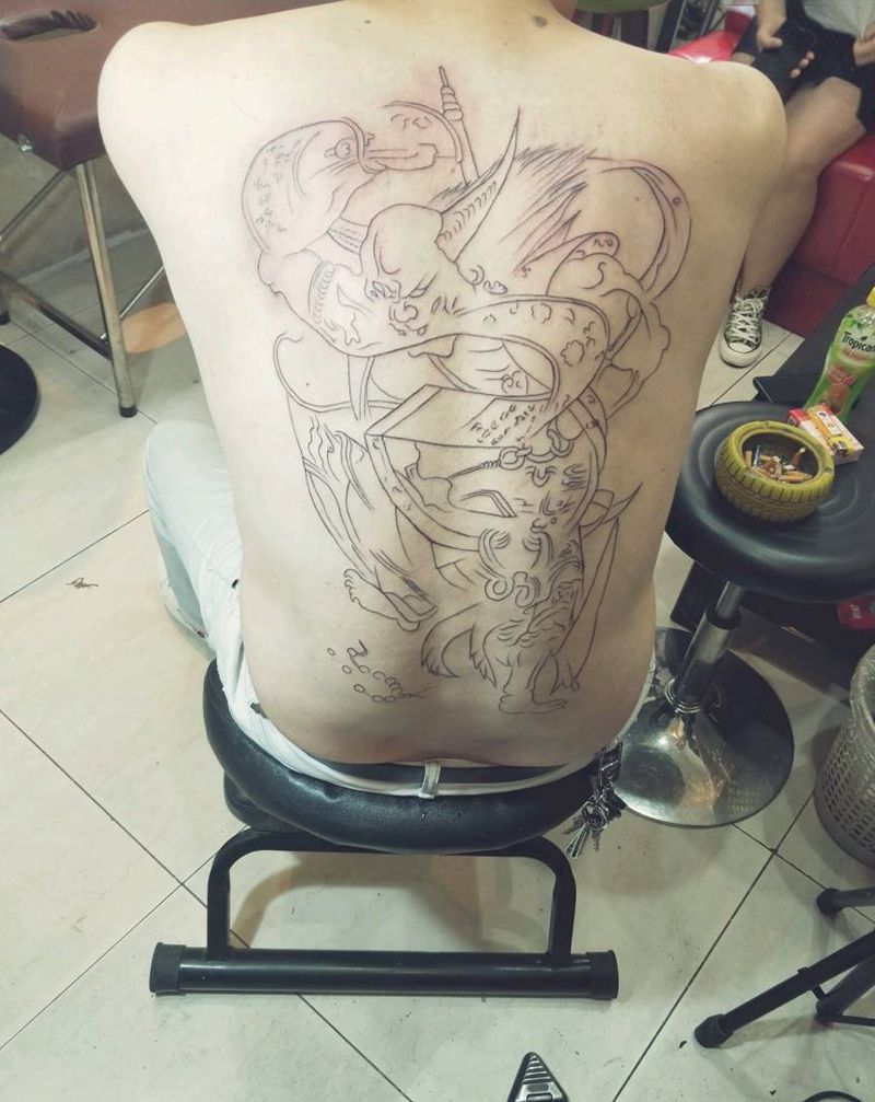 夜叉纹身图片_背部新传统纹身图案