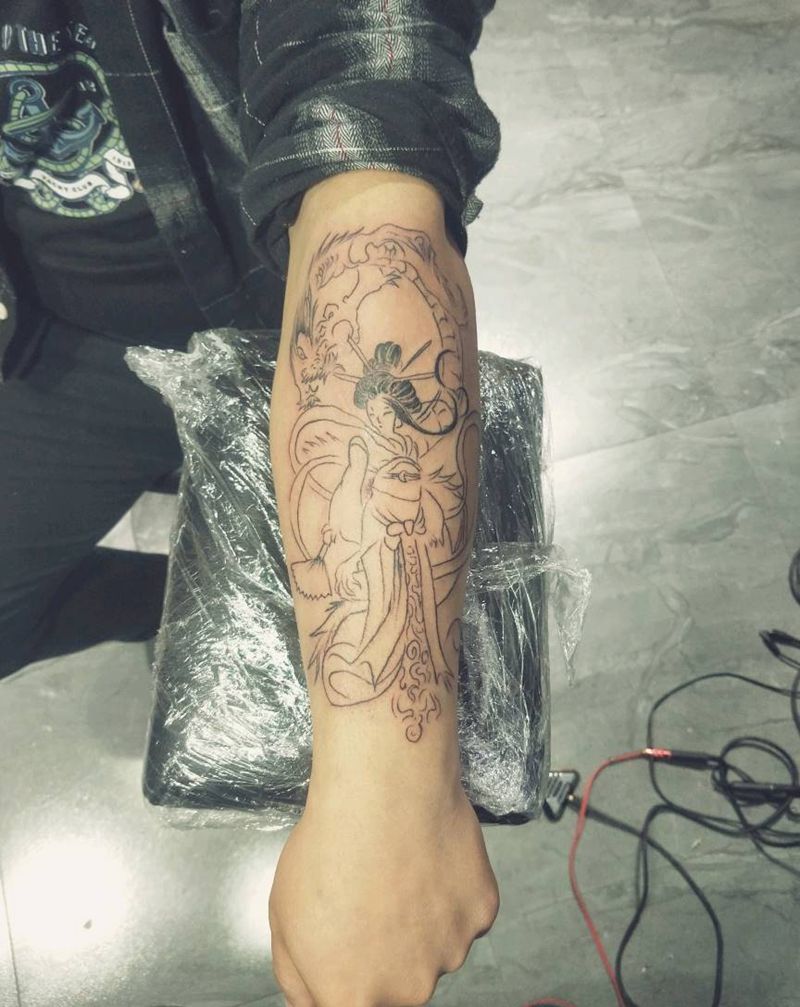 线条纹身图片_手臂纹身图案