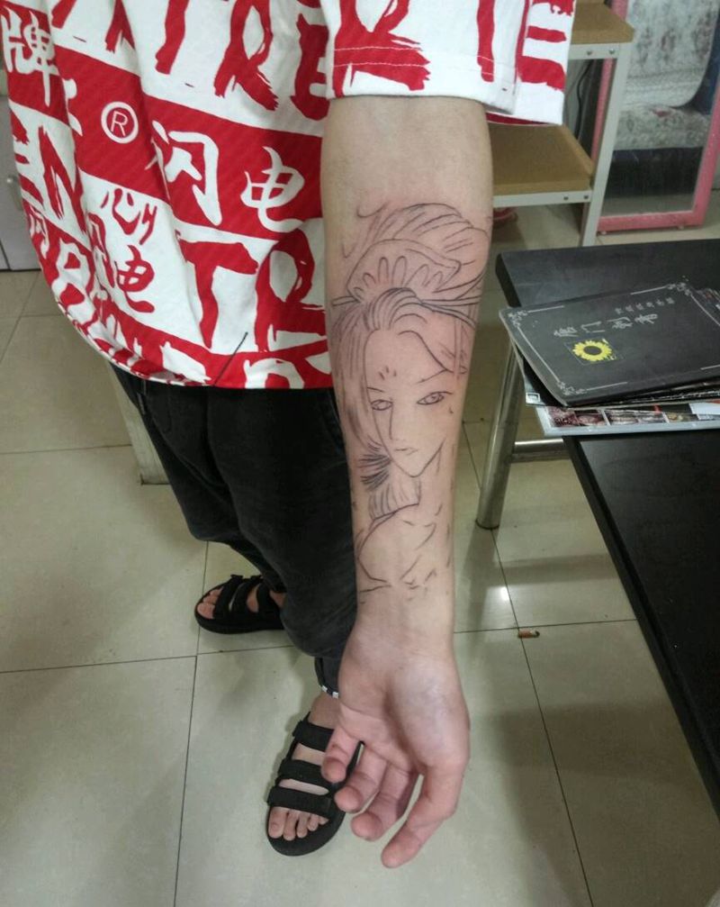 艺妓割线纹身图片