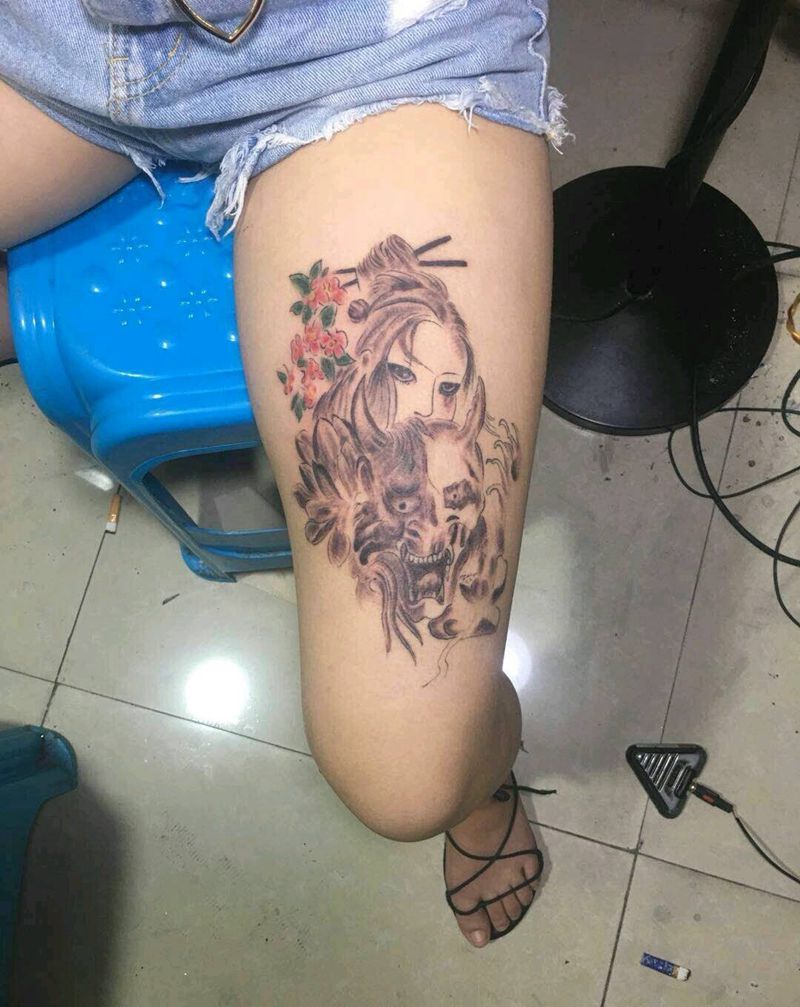 腿纹身图片
