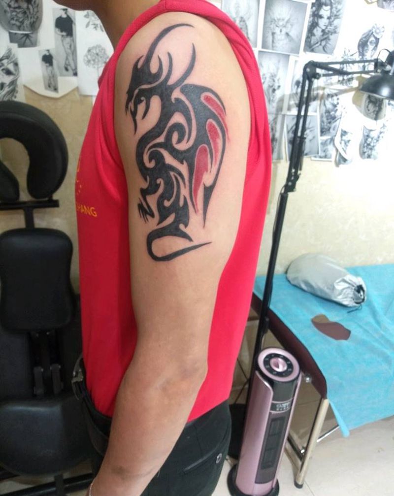 龙图腾纹身图片_手臂图腾纹身图案