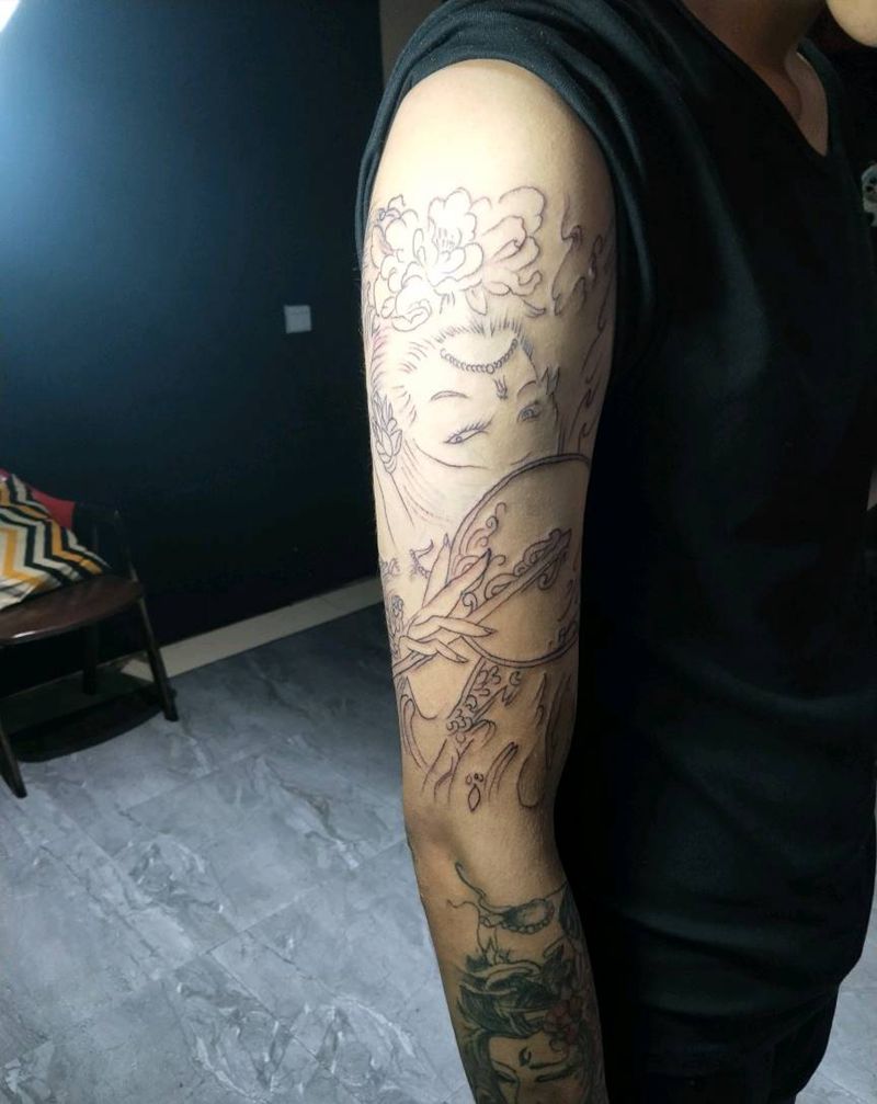 艺妓纹身图片_手部纹身图案