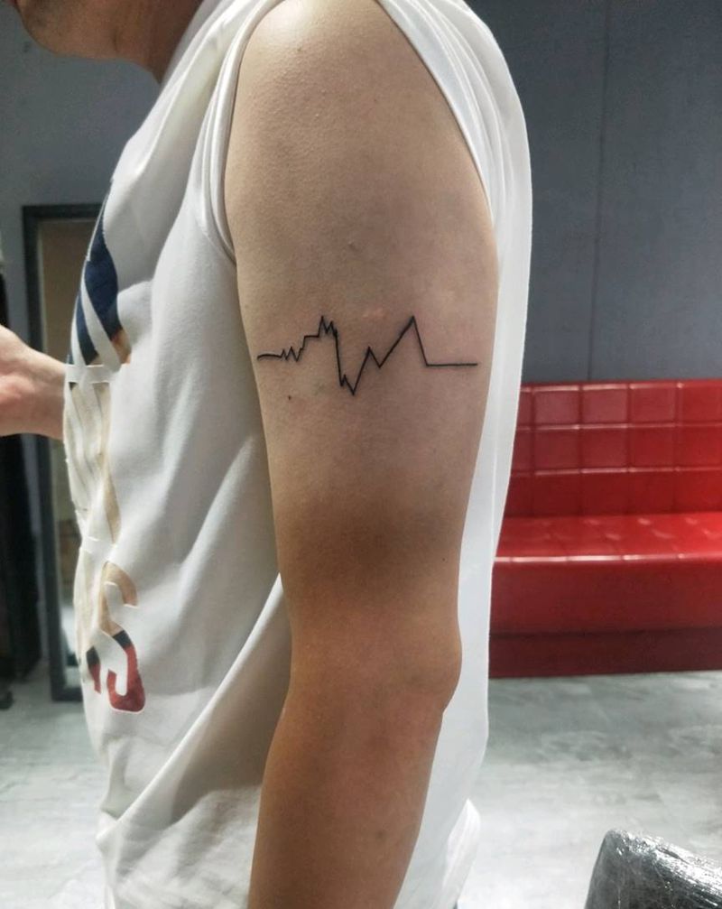 心电图纹身图片_手臂纹身图案