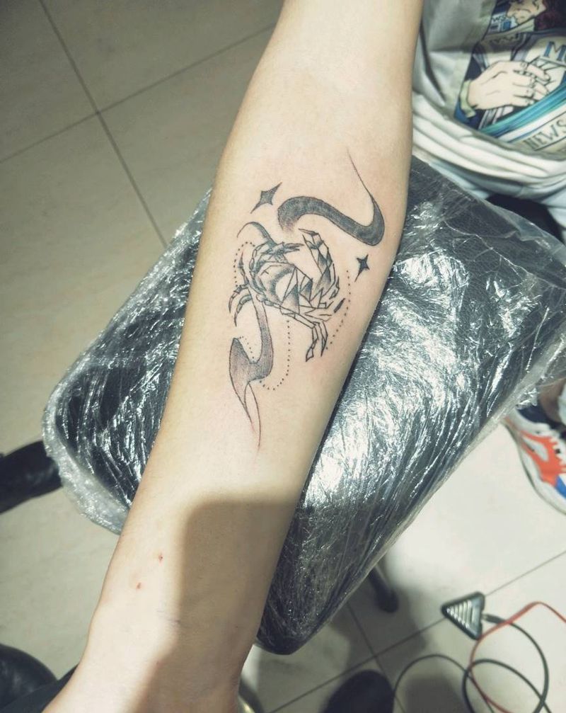 蟹纹身图片_手臂纹身图案