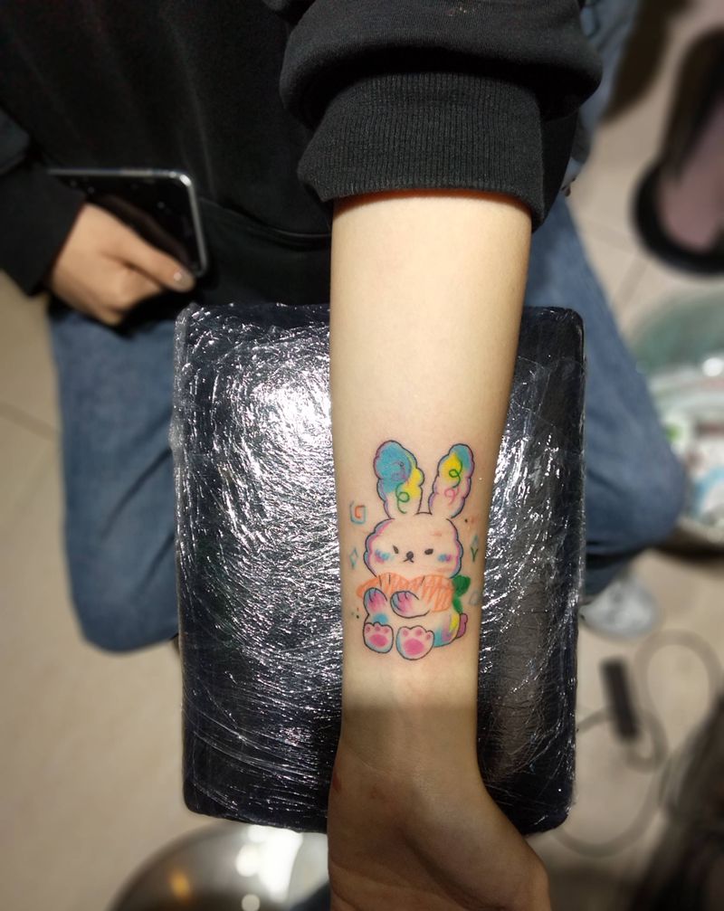 水彩 彩色纹身图片_手部手臂水彩纹身图案