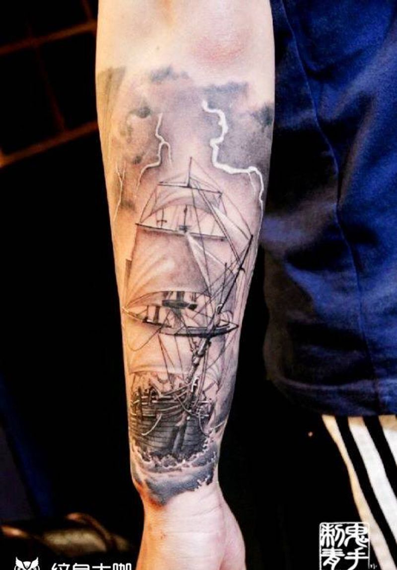 小臂梵文纹身图片_鬼手成品昆明纹身图案