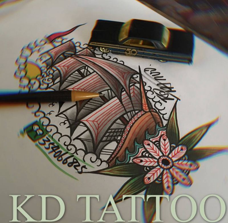 船纹身图片_Old School纹身图案