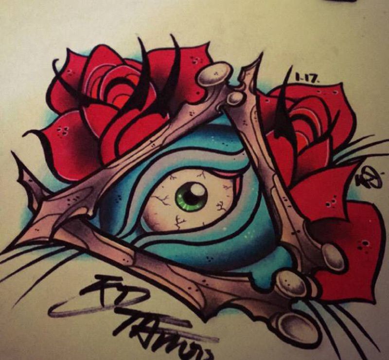 上帝之眼手稿纹身图片_手稿插画欧美纹身图案