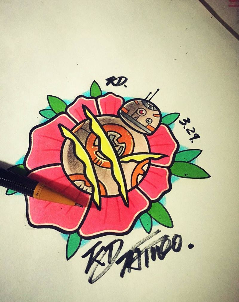 BB-8手稿纹身图片_手稿插画欧美清新纹身图案