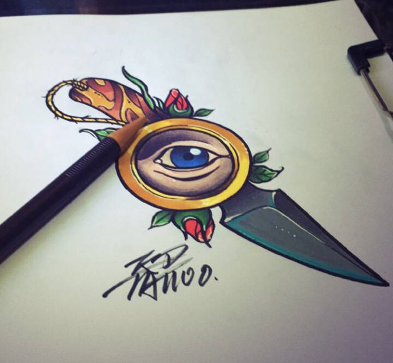 今天的手稿纹身图片_成品手稿插画手臂颈部腿部欧美习俗清新动物纹身图案