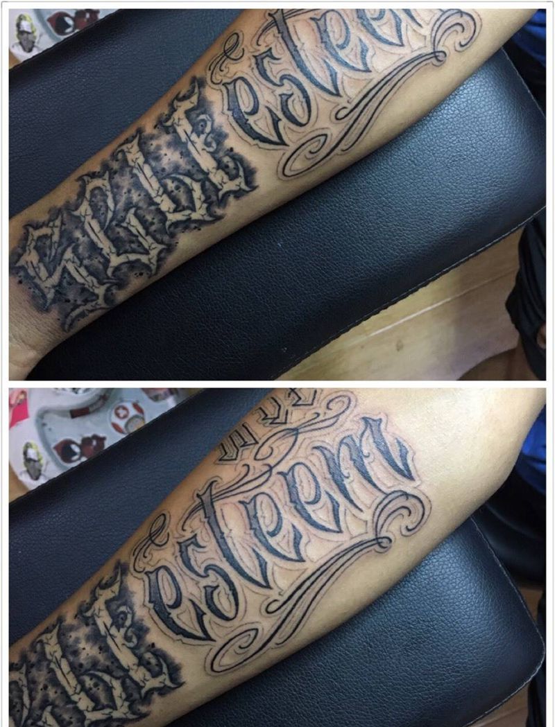 奇卡诺手写字体纹身图片_成品手稿欧美字符花体字奇卡诺匪帮纹身图案