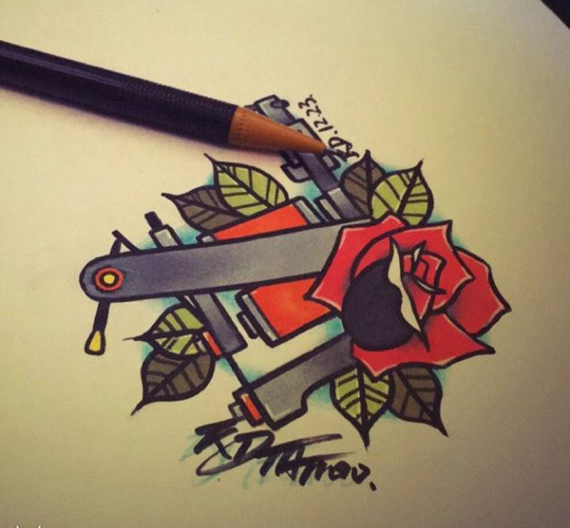 Old school手稿纹身图片_手稿插画欧美纹身图案