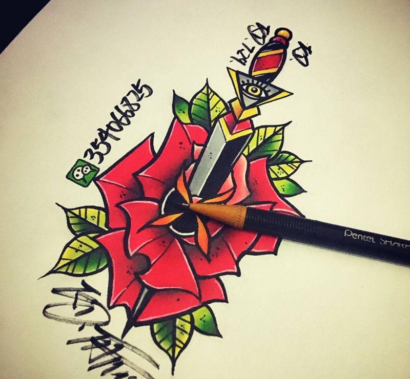 Old school纹身图片_手稿插画欧美纹身图案