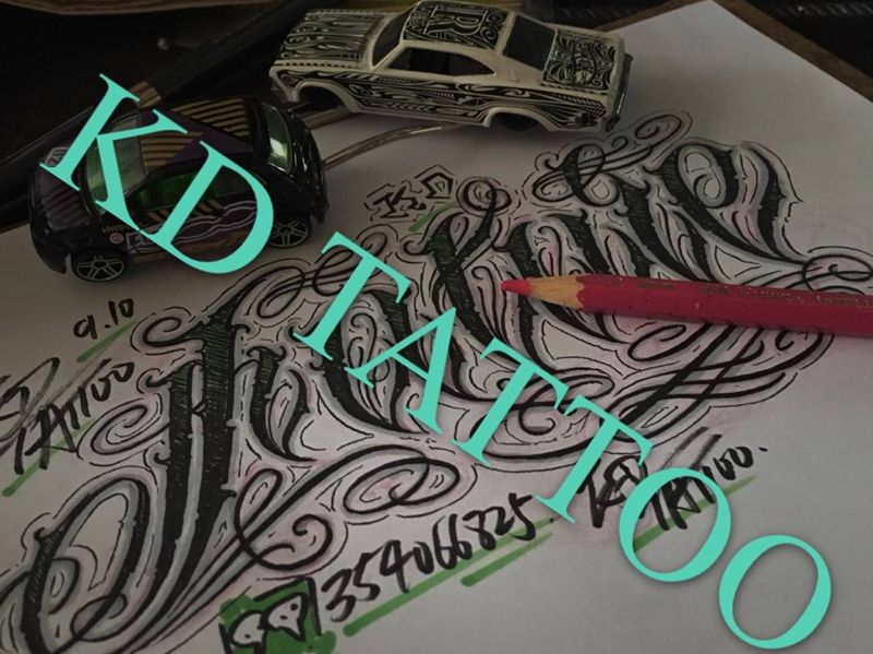 稿子纹身图片_成品手稿插画欧美字符奇卡诺花体字匪气纹身图案