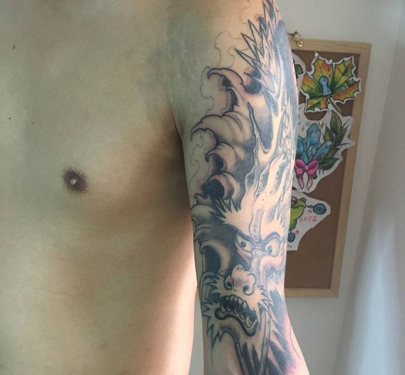 进度纹身图片_成品传统纹身图案