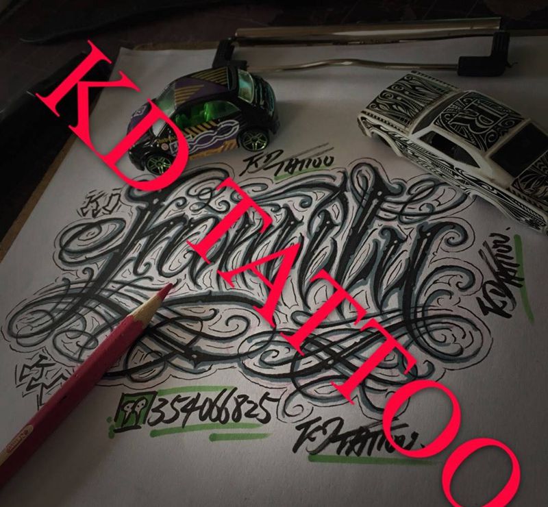 练习纹身图片_成品手稿插画欧美字符奇卡诺匪气花体字纹身图案